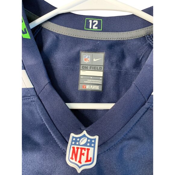 Womens M Seattle Seahawks NFL On Field Navy Game Jersey EUC 12 FLICK  EUC 8320 - Picture 4 of 8